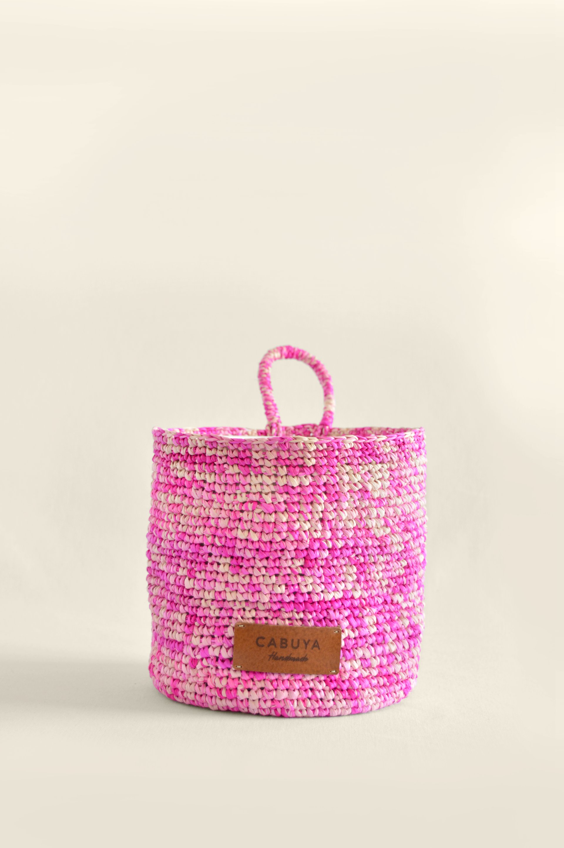 Toquilla Straw Basket Pink Tie Dye